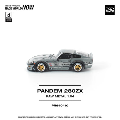 POPRACE Pandem Nissan 280ZX Raw Metal 1:64 Scale Diecast Model (Pre-Order)