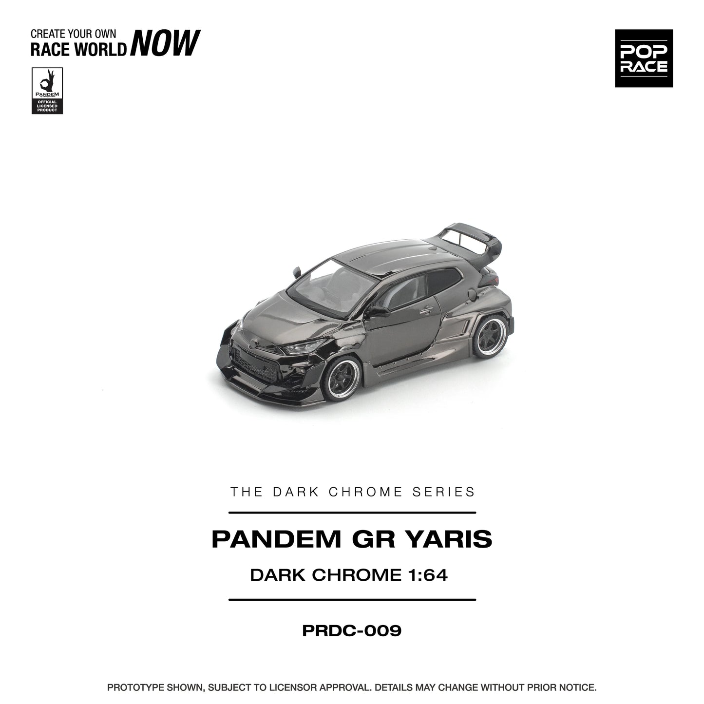 POPRACE Pandem GR Yaris Dark Chrome 1:64 Scale Diecast Model (Pre-Order)