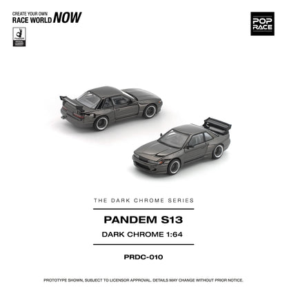 POPRACE Pandem Nissan Silvia S13 Dark Chrome 1:64 Scale Diecast Model (Pre-Order)