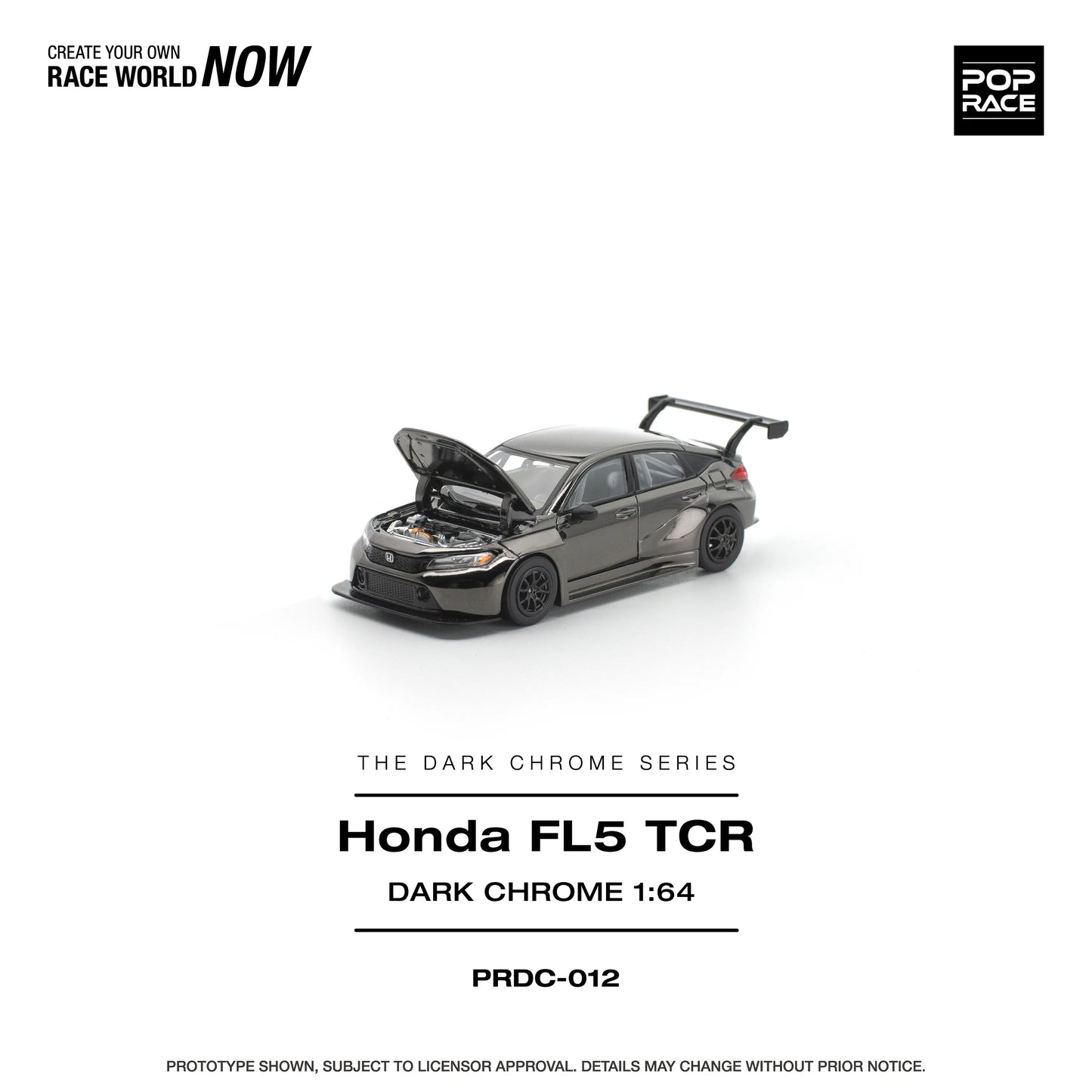 POPRACE Honda Civic FL5 TCR Dark Chrome 1:64 Scale Diecast Model (Pre-Order)