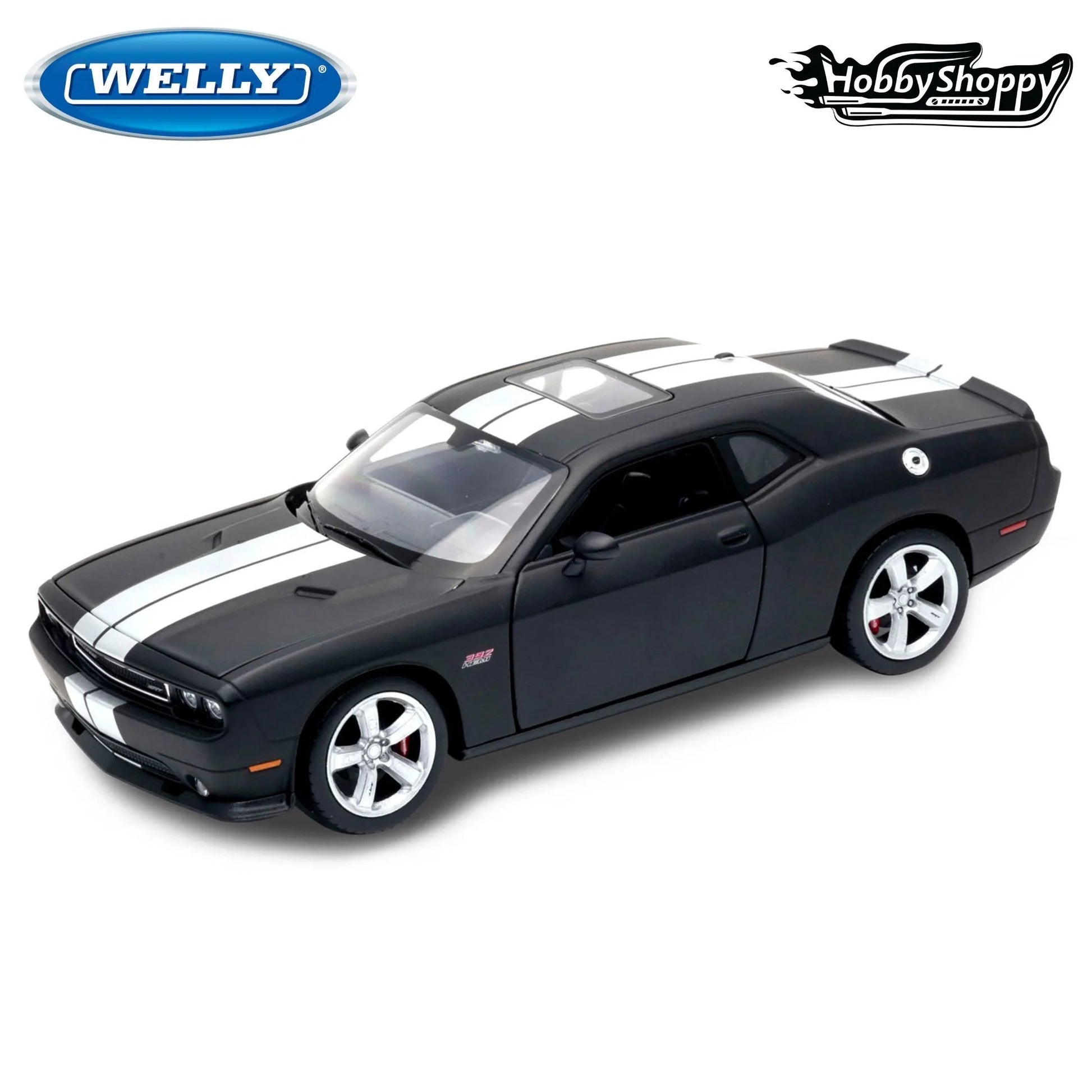Premium scale model car for display – Dodge Challenger SRT 2013, 1:24 Scale (Black) Collectible