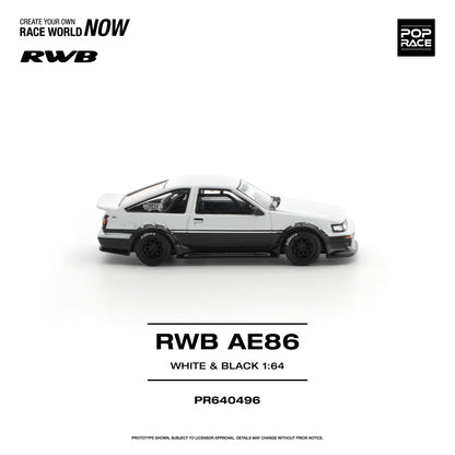 POPRACE RWB Toyota AE86 White Black 1:64 Scale Diecast Model (Pre-Order)