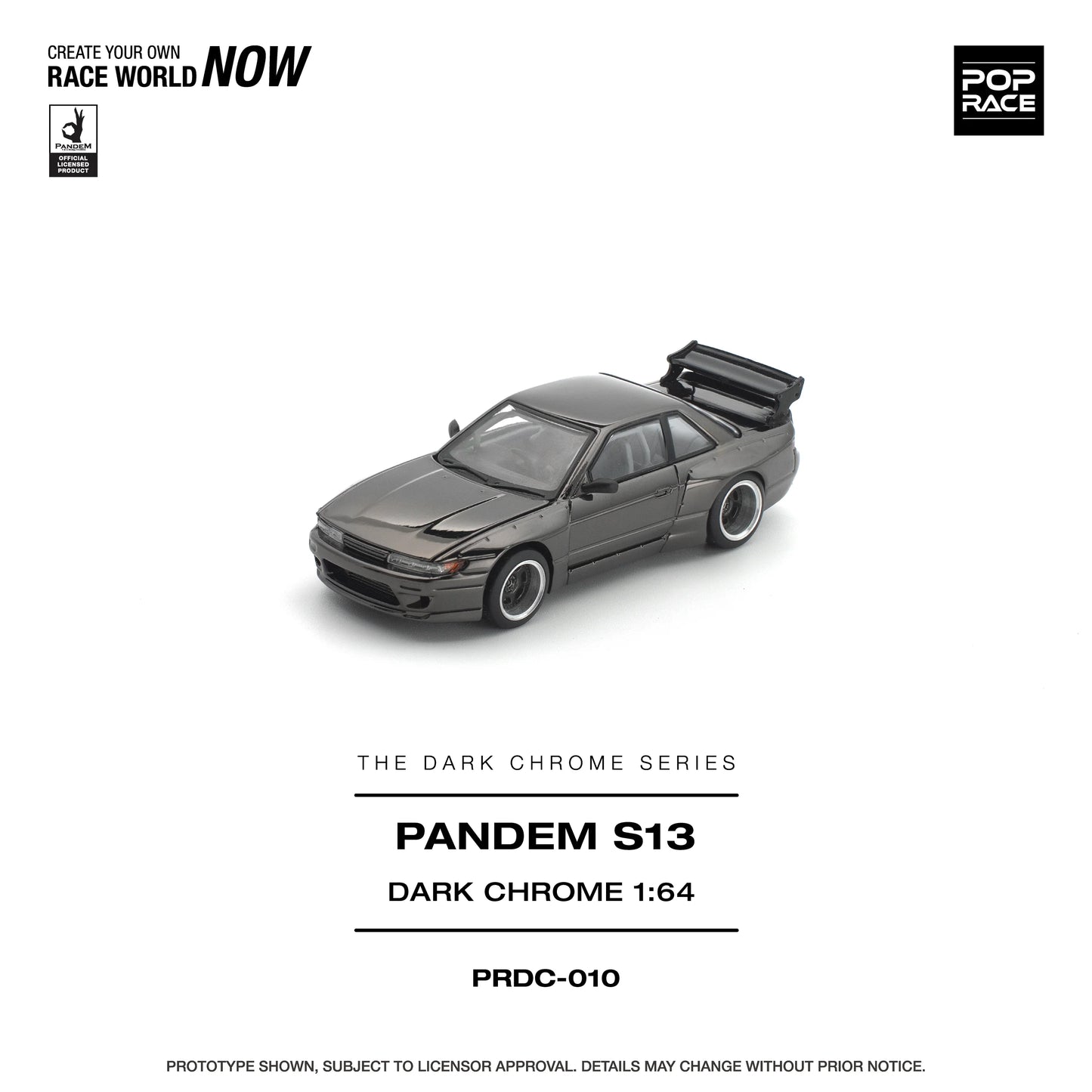POPRACE Pandem Nissan Silvia S13 Dark Chrome 1:64 Scale Diecast Model (Pre-Order)