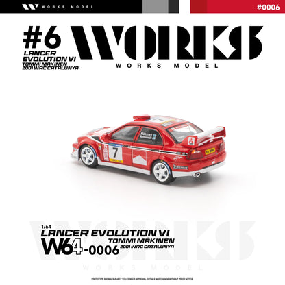 PRE-ORDER Works Model Mitsubishi Lancer Evolution VI Tommi Makinen 2001 WRC Catalunya, 1:64 Scale