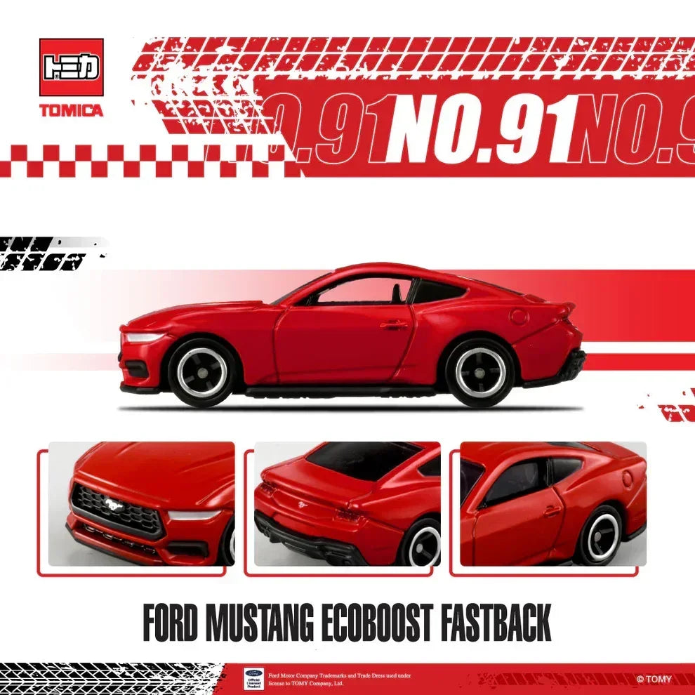 Tomica No.91 Ford Mustang Ecoboost Fastback 1:63 Scale (Red) collectible diecast model at Poketwheels