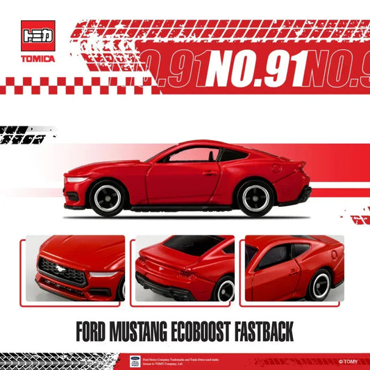 Tomica No.91 Ford Mustang Ecoboost Fastback 1:63 Scale (Red) collectible diecast model at Poketwheels