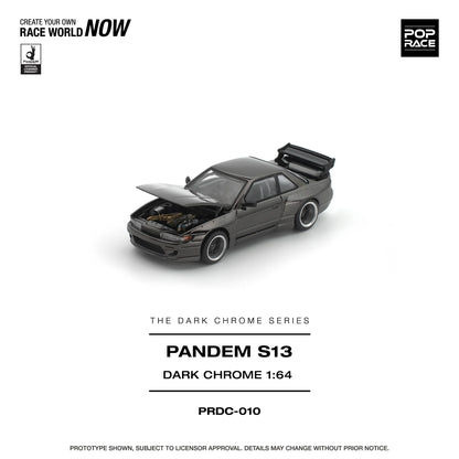 POPRACE Pandem Nissan Silvia S13 Dark Chrome 1:64 Scale Diecast Model (Pre-Order)