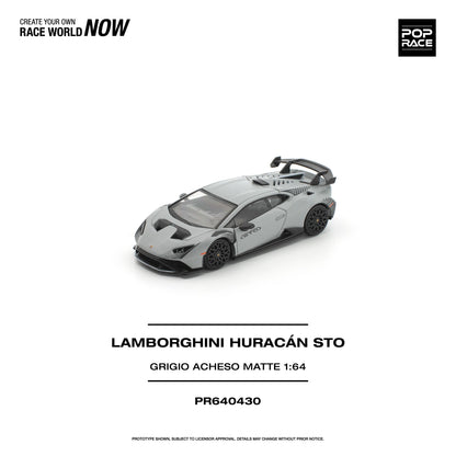 POPRACE Lamborghini Huracán STO Grigio Acheso Matte 1:64 Scale Diecast Model (Pre-Order)