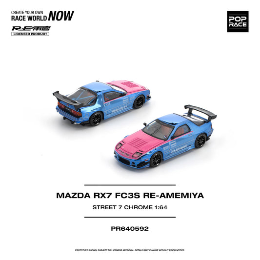 *PRE-ORDER* Mazda RX7 (FC3S) RE-AMEMIYA STREET7 CHROME, 1:64 Scale collectible diecast model at Poketwheels
