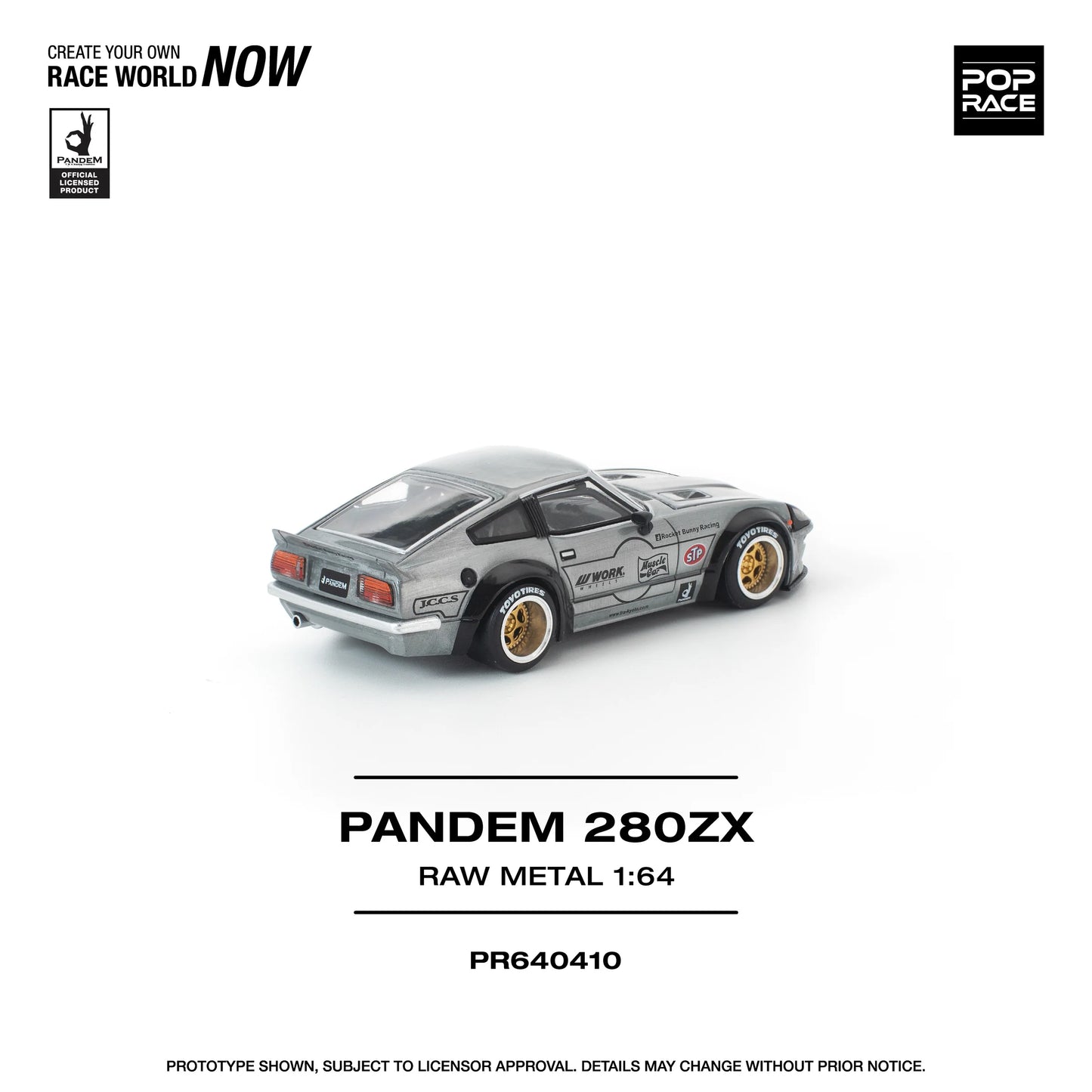 POPRACE Pandem Nissan 280ZX Raw Metal 1:64 Scale Diecast Model (Pre-Order)