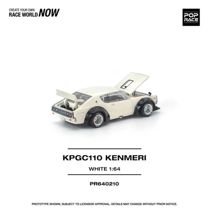 POPRACE Nissan Skyline KPGC110 Kenmeri White 1:64 Scale Diecast Model (Pre-Order)