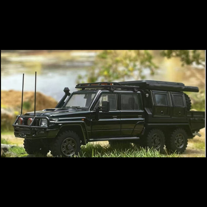 *PRE-ORDER* Land Cruiser LC79Double Cabin, 6x6 Off-Load Light Pickup, 1:64 Scale (Black) collectible diecast model at Poketwheels