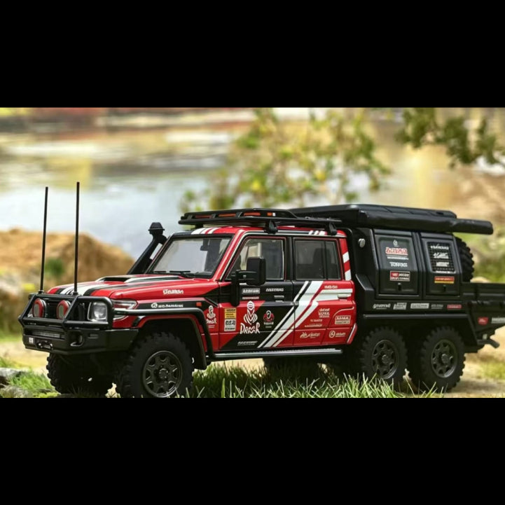 *PRE-ORDER* Land Cruiser LC79Double Cabin, 6x6 Off-Load Light Pickup, 1:64 Scale (Red Livery) collectible diecast model at Poketwheels