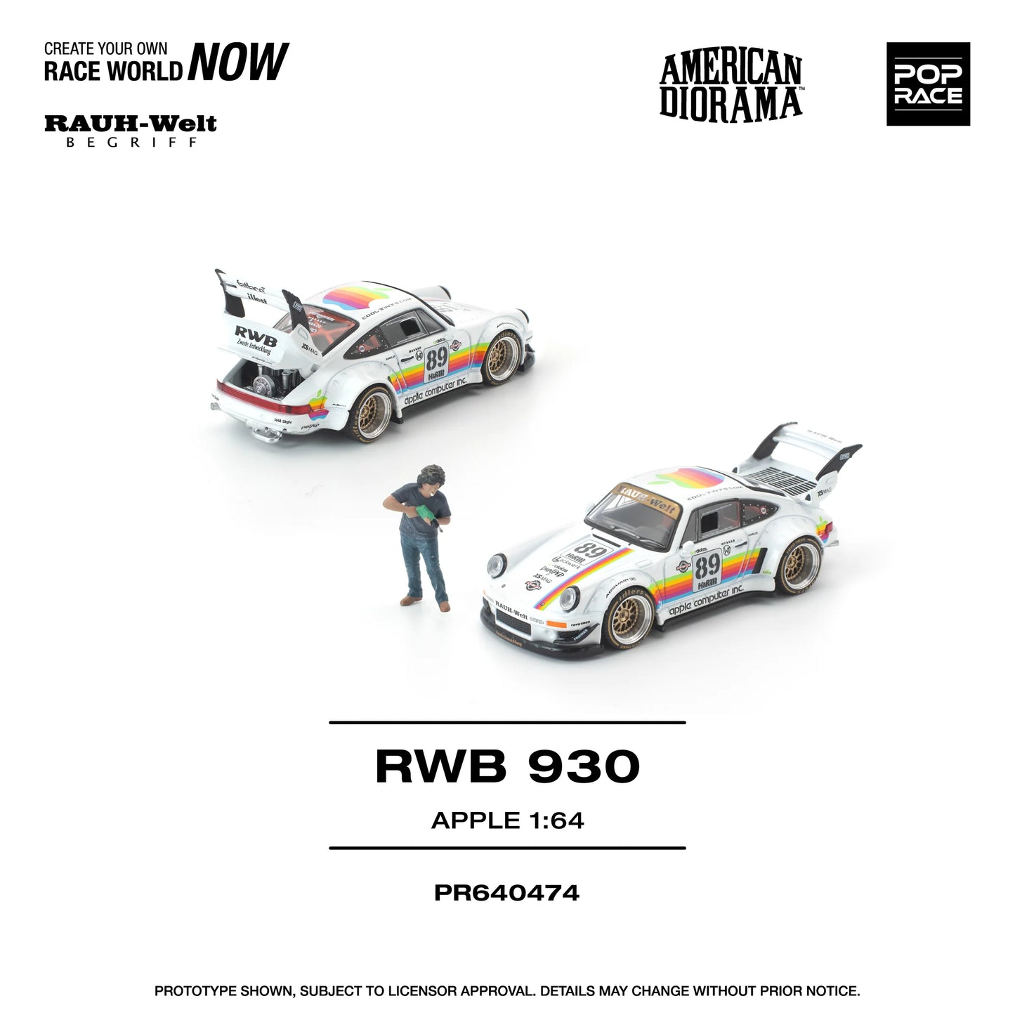 POPRACE RWB Porsche 930 Apple With Figure 1:64 Scale Diecast Model (Pre-Order)