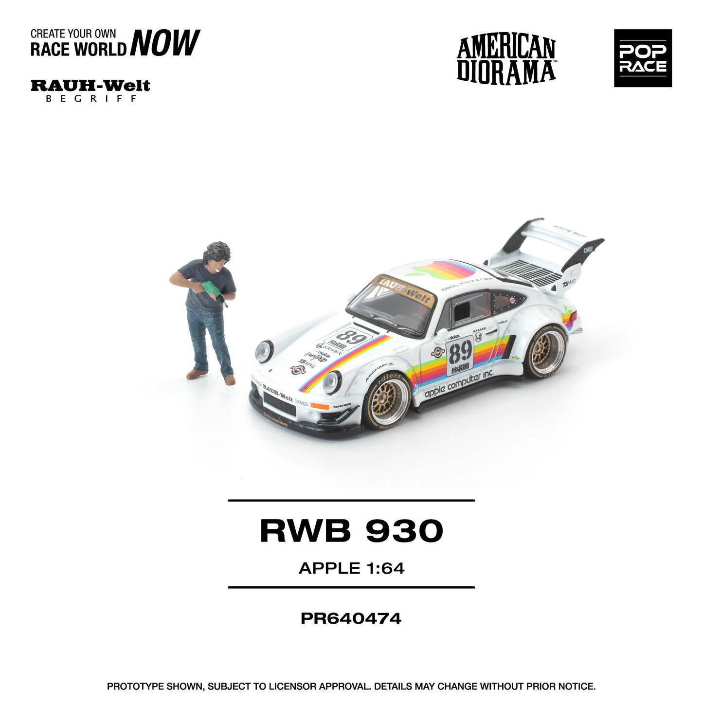 POPRACE RWB Porsche 930 Apple With Figure 1:64 Scale Diecast Model (Pre-Order)
