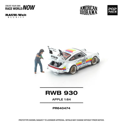 POPRACE RWB Porsche 930 Apple With Figure 1:64 Scale Diecast Model (Pre-Order)