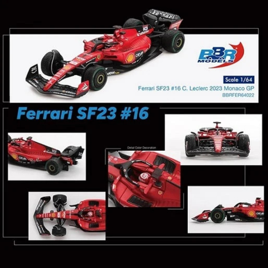 Ferrari SF23 Formula 1 Monaco Grand Prix 2023 #16 (C. Leclerc), 1:64 Scale collectible diecast model at Poketwheels