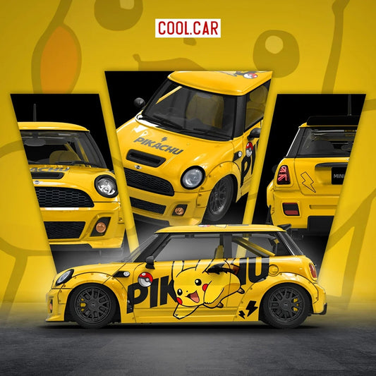 *PRE-ORDER* Mini Cooper Pikachu Painted, 1:64 Scale (Yellow) collectible diecast model at Poketwheels
