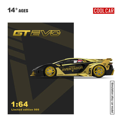 PRE-ORDER Time Micro Lamborghini GTEVO V5 Black & Gold Livery Limited 999 pcs 1:64 Scale Diecast Model