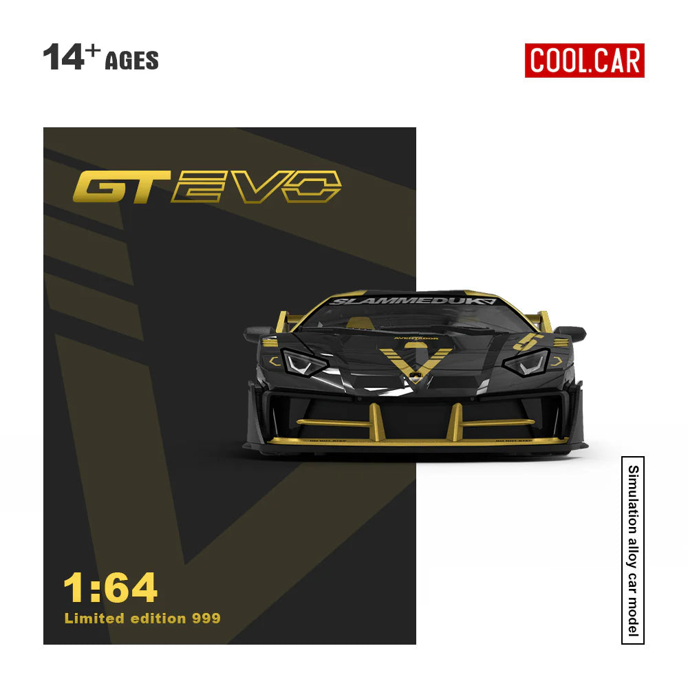 PRE-ORDER Time Micro Lamborghini GTEVO V5 Black & Gold Livery Limited 999 pcs 1:64 Scale Diecast Model