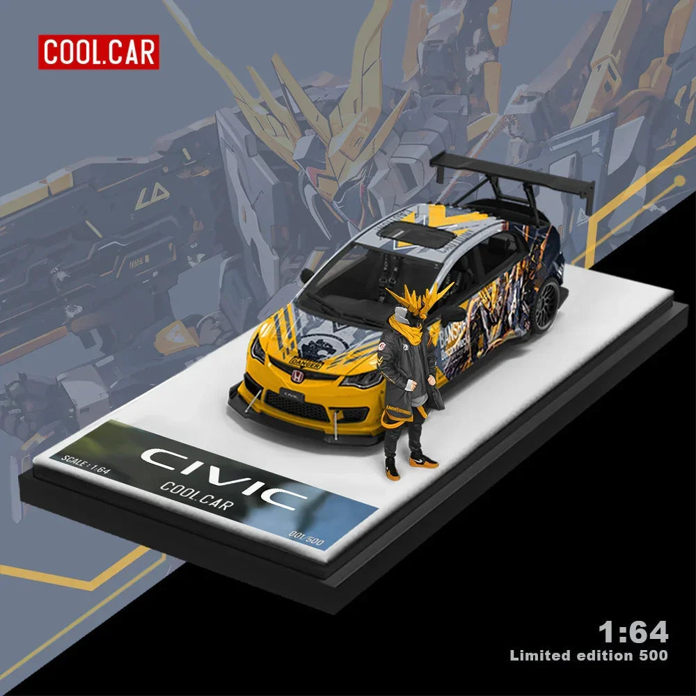 CoolCar - Honda Civic explosive modification Gray Mecha - puppet version, 1:64 Scale collectible diecast model at Poketwheels
