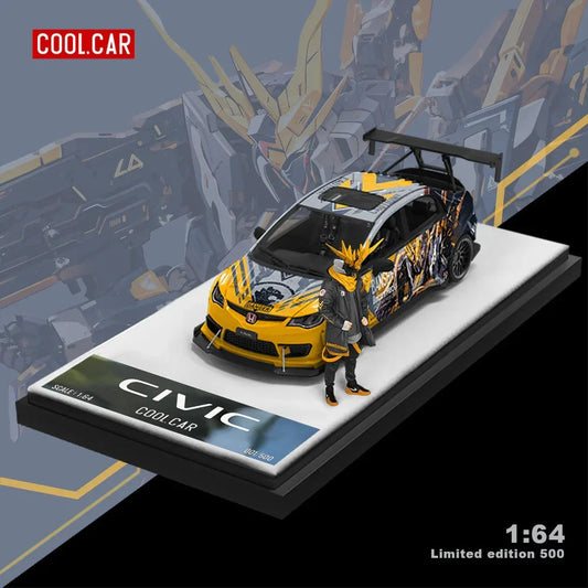 CoolCar - Honda Civic explosive modification Gray Mecha - puppet version, 1:64 Scale collectible diecast model at Poketwheels