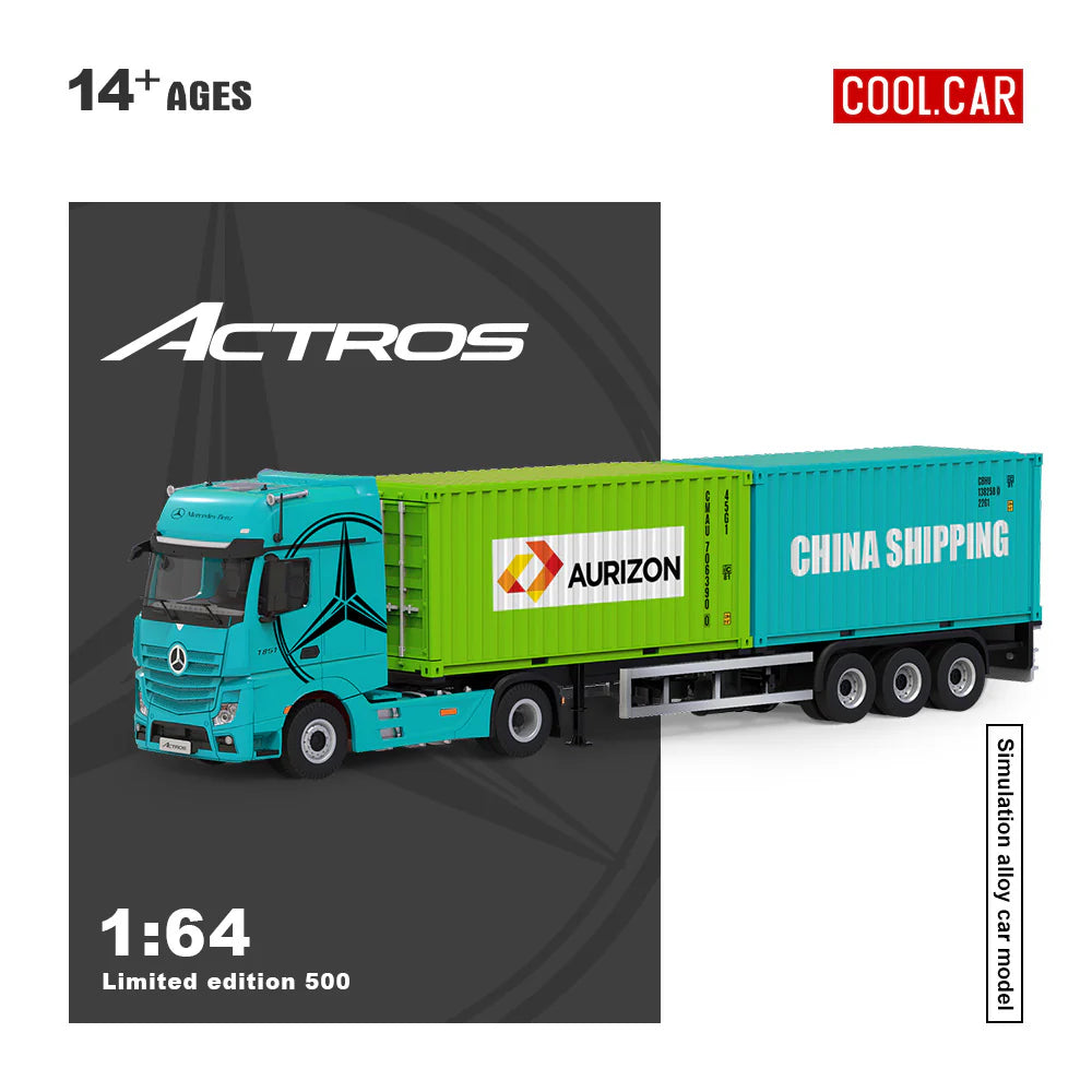 PRE-ORDER Time Micro CC Mercedes-Benz Actros Cargo Container Truck Blue 1:64 Scale Diecast Model