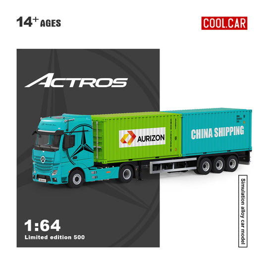 PRE-ORDER Time Micro CC Mercedes-Benz Actros Cargo Container Truck Blue 1:64 Scale Diecast Model