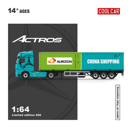PRE-ORDER Time Micro CC Mercedes-Benz Actros Cargo Container Truck Blue 1:64 Scale Diecast Model