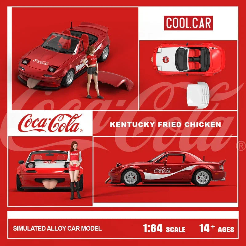 Cool Car-Mazda MX5-Red and White Coca-Cola(Limited Figure Edition 500), 1:64 Scale collectible diecast model at Poketwheels