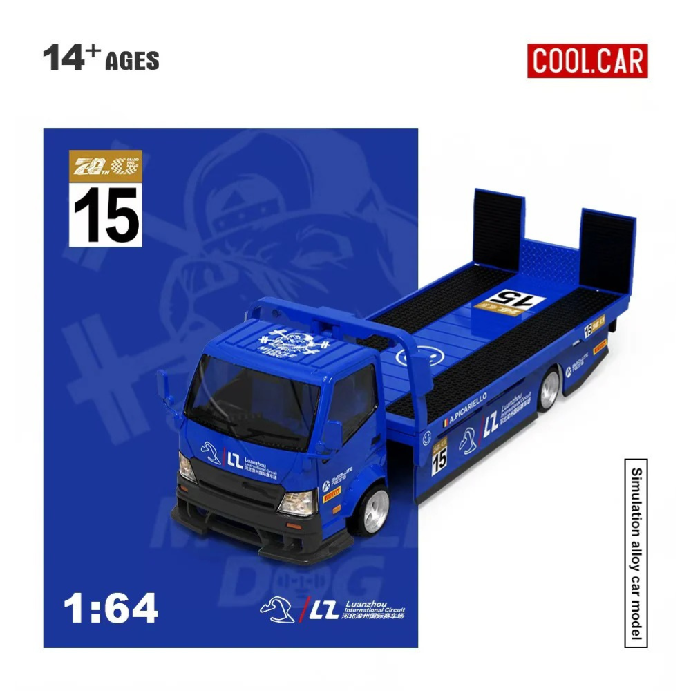 Premium scale diecast model car  – Hino H300 Transport Trailer, 1:64 Scale (Blue) Collectible