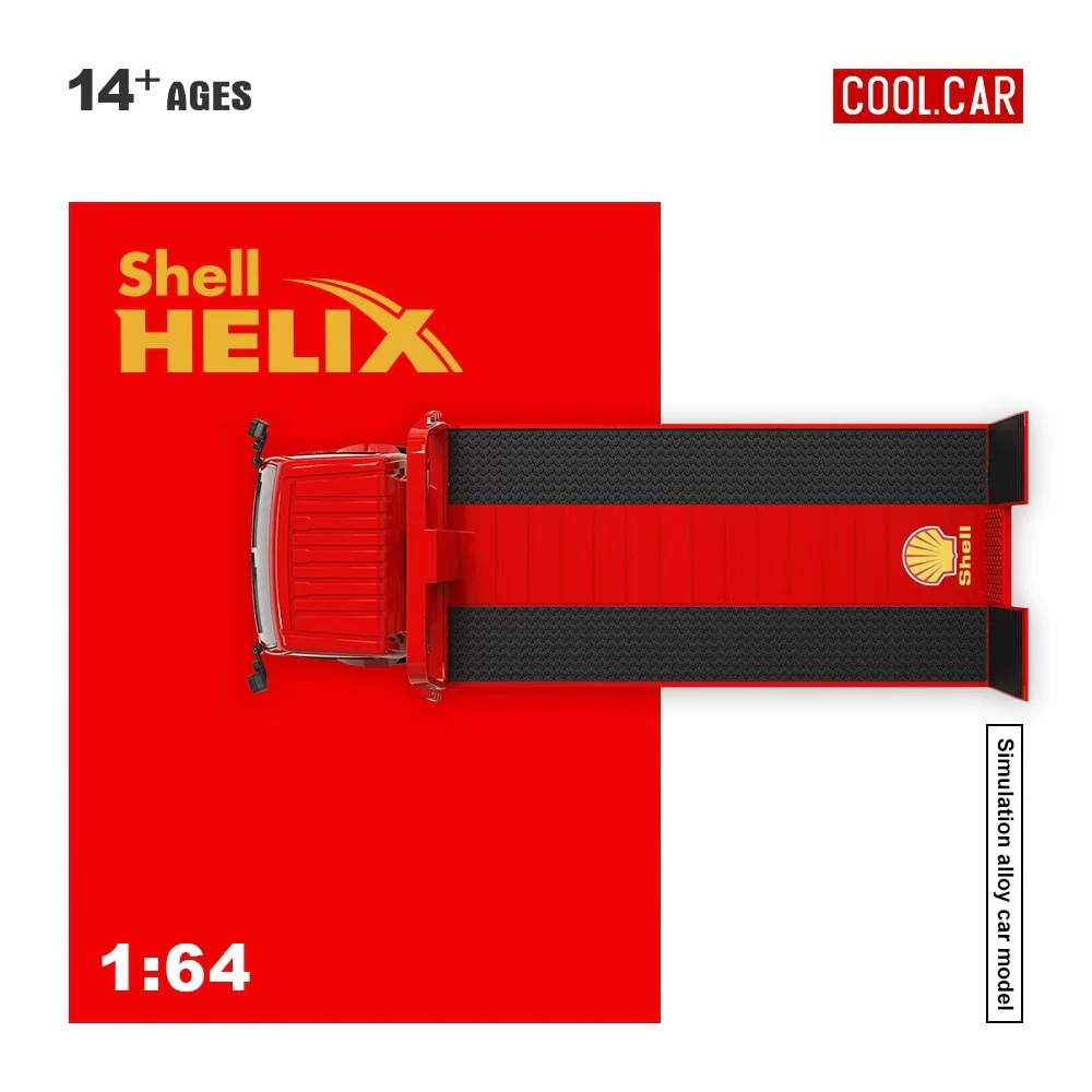 Premium scale diecast model car  – Hino H300 Transport Trailer - Shell Helix Livery, 1:64 Scale Collectible