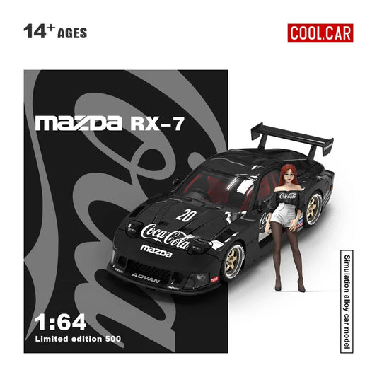 Cool Car - Mazda RX-7 Black Coca-Cola(Figure Edition 500), 1:64 Scale collectible diecast model at Poketwheels