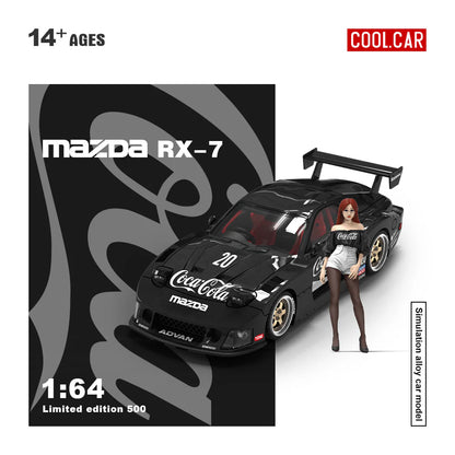 PRE-ORDER Time Micro CC Mazda RX-7 Black Coke Figure Edition 1:64 Scale Diecast Model