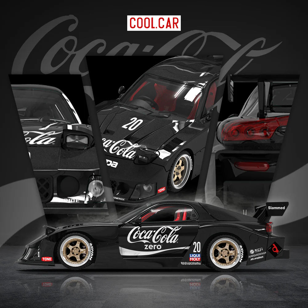 PRE-ORDER Time Micro CC Mazda RX-7 Black Coke Figure Edition 1:64 Scale Diecast Model