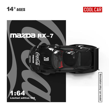 PRE-ORDER Time Micro CC Mazda RX-7 Black Coke Figure Edition 1:64 Scale Diecast Model