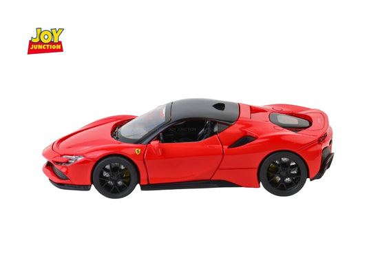 Ferrari SF90 Pullback Toy Car - Light, Sound with Openable Doors, 1:32 Scale collectible diecast model at Poketwheels