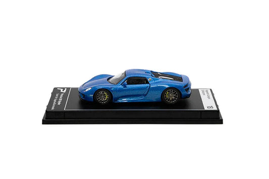 Premium scale diecast model car  – Porsche 918 Spyder, 1:64 Scale (Blue) Collectible