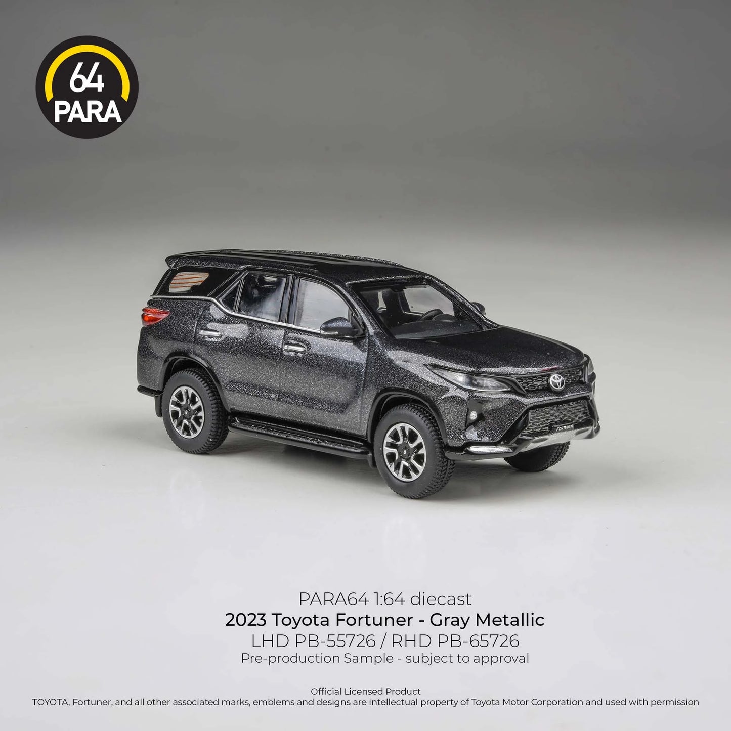 *PRE-ORDER* PARA64 Toyota Fortuner 2023, 1:64 Scale (Grey Metallic)