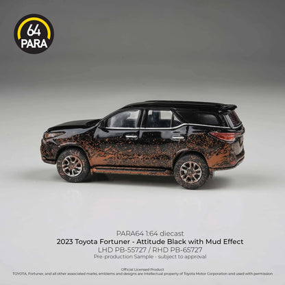 *PRE-ORDER* PARA64 Toyota Fortuner (Attitude Black with Mud Effect) 2023, 1:64 Scale