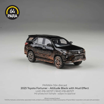 *PRE-ORDER* PARA64 Toyota Fortuner (Attitude Black with Mud Effect) 2023, 1:64 Scale