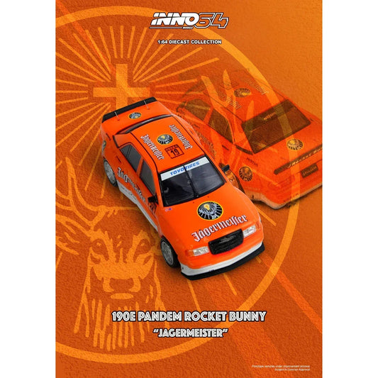 Mercedes Pandem Rocket Bunny 190E Jagermeister, 1:64 Scale collectible diecast model at Poketwheels