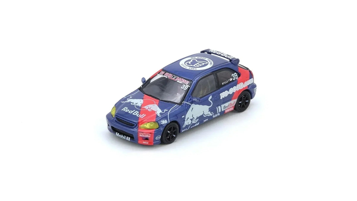 Honda Civic Type-R (Ek9) "No Good Racing" Red Bull Livery, 1:64 Scale collectible diecast model at Poketwheels