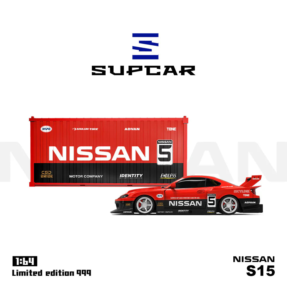 PRE-ORDER Time Micro Supcar S15 Red & Black Container Set 1:64 Scale Diecast Model