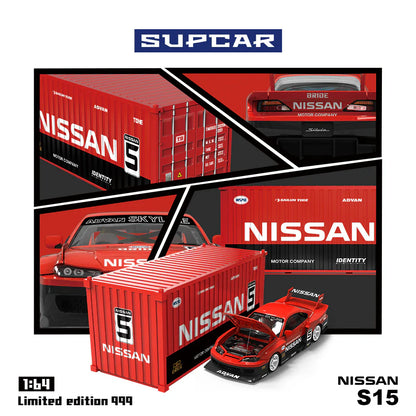PRE-ORDER Time Micro Supcar S15 Red & Black Container Set 1:64 Scale Diecast Model