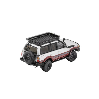 PRE-ORDER GCD Toyota Land Cruiser LC80 Modified with Off-Road Accessories Silver & Maroon 1:64 Scale Diecast Model