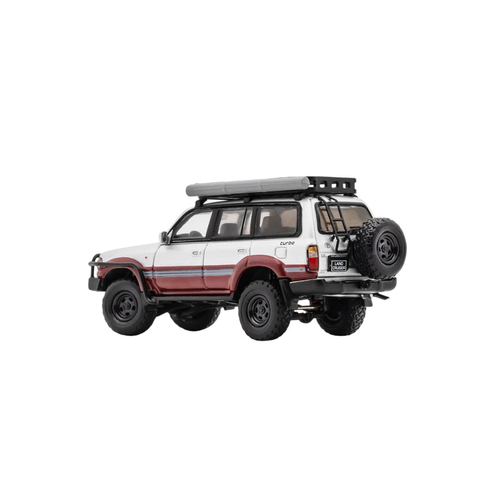 PRE-ORDER GCD Toyota Land Cruiser LC80 Modified with Off-Road Accessories Silver & Maroon 1:64 Scale Diecast Model