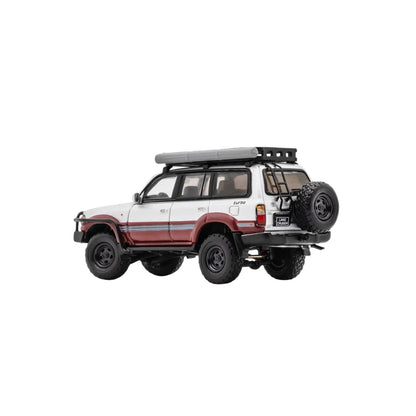 PRE-ORDER GCD Toyota Land Cruiser LC80 Modified with Off-Road Accessories Silver & Maroon 1:64 Scale Diecast Model