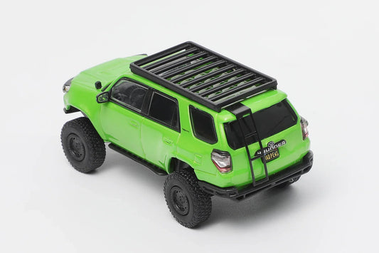 Premium scale diecast model car  – Toyota 4Runner Heavy Modified Version With Accessories, 1:64 Scale (Green) Collectible