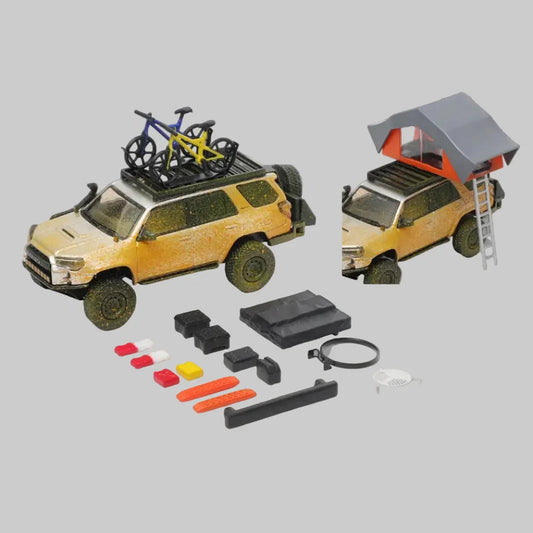 Premium scale diecast model car  – Toyota 4Runner Pre-Runner with accessories, 1:64 Scale (Silver) Collectible